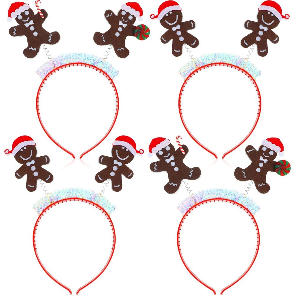 7418 4 Pieces Gingerbread Man Costume Headwear Gingerbread Man Headband